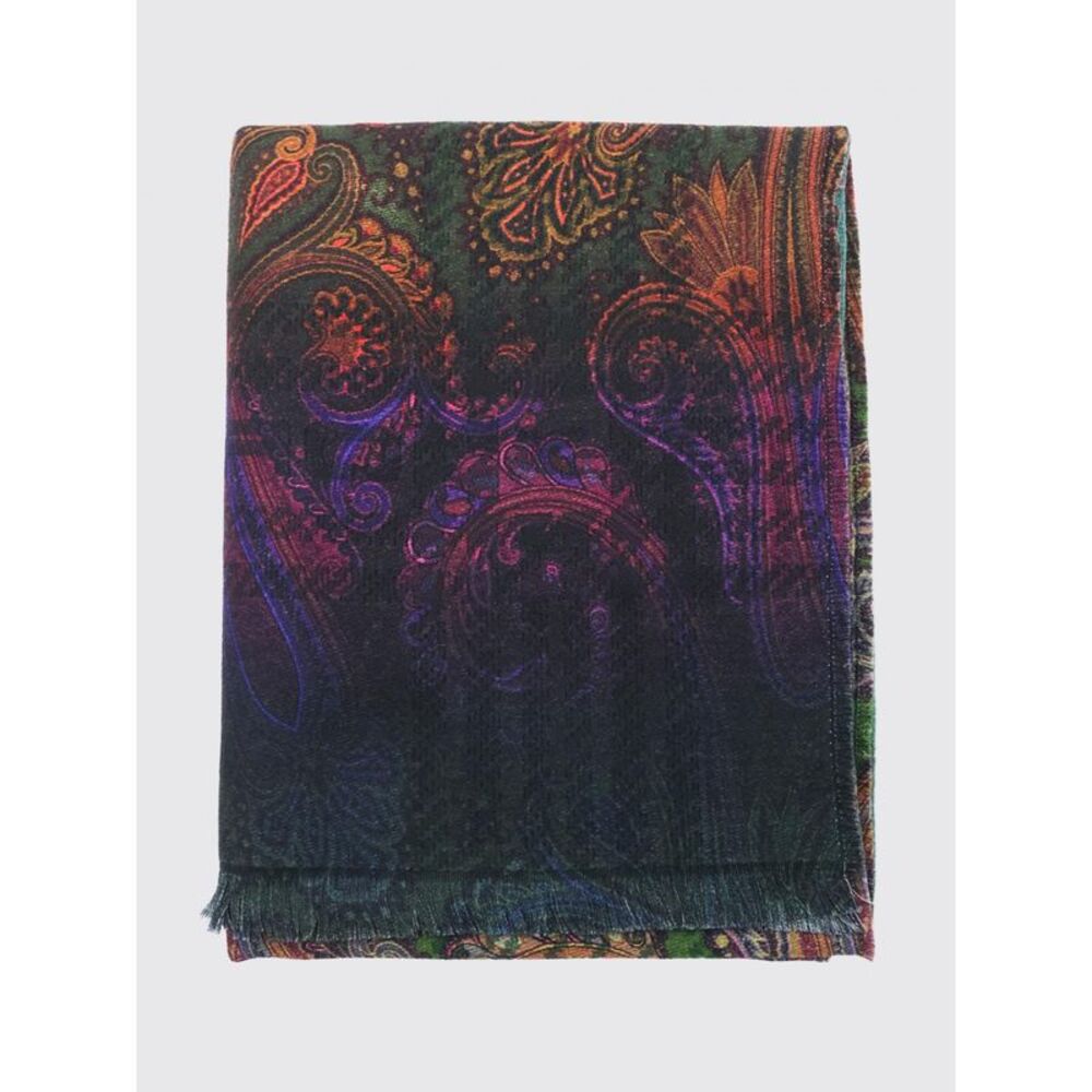 Etro Men Pure Wool Scarf Etro With Paisley Print And Fringed Edges